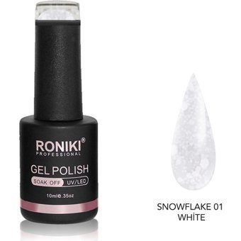 Roniki Snowflake 01 Beyaz Işıltılı Kalıcı Simli Jel Oje