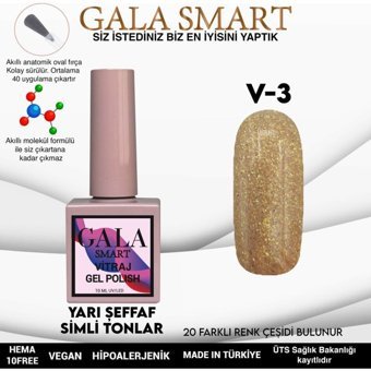 Gala Smart Vitraj V3 Altın Sarısı Işıltılı Kalıcı Simli Oje