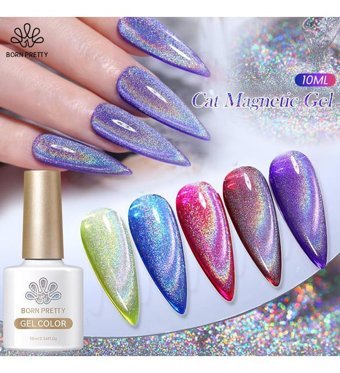 Born Pretty Omnipotent Laser Holo Cat Magnetic Mor Hologram Kalıcı Simli Jel Oje
