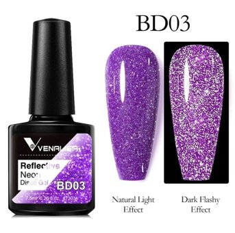Venalisa Reflective Flash Disco BD03 Mor Işıltılı Kalıcı Simli Jel Oje