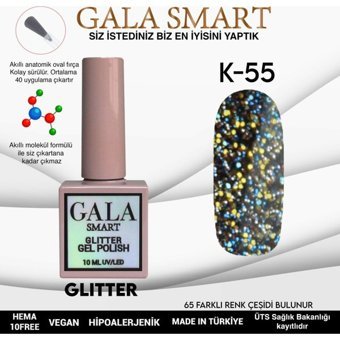 Gala Smart Glitter K55 Çok Renkli Işıltılı Kalıcı Simli Oje