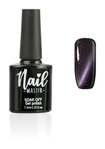 Nail Master Kedi Gözü M867 Lila-Siyah Hologram Kalıcı Simli Oje