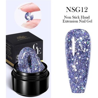 Born Pretty Non Stick Hand Extension NSG-12 Mor Işıltılı Kalıcı Simli Jel Oje