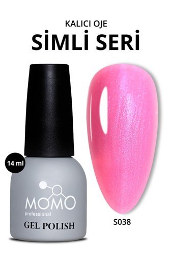 Momo S038 Pembe Sedefli Kalıcı Simli Oje