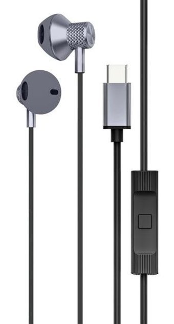 Newface LS-730 Apple Uyumlu Silikonsuz Mikrofonlu Type C Kablolu Kulaklık Gri