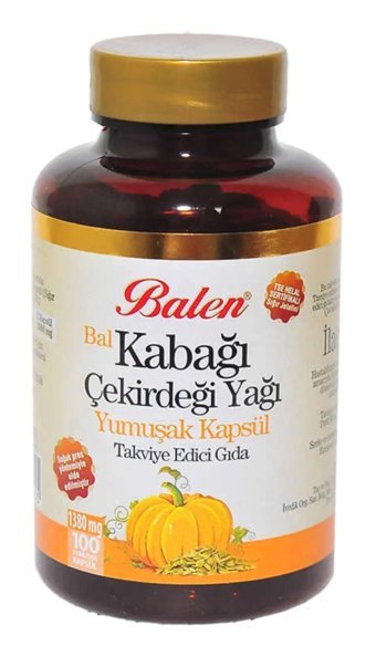 Balen Bal Kabağı Çekirdeği Yağı Aromalı Yetişkin Bitkisel Besin Desteği 100 Kapsül