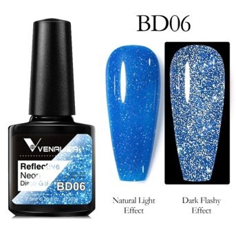 Venalisa Reflective Flash Disco BD06 Mavi Işıltılı Kalıcı Simli Jel Oje