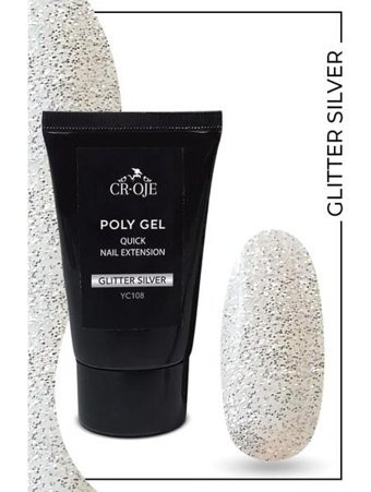 Cr-Oje Glitter Silver YC108 Silver Işıltılı Kalıcı Simli Jel Oje