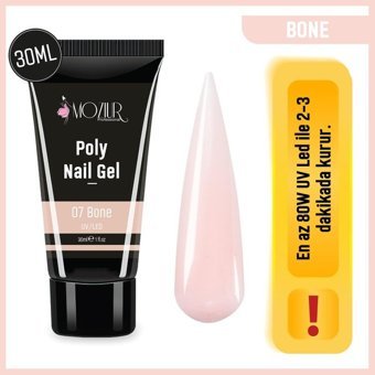 Moziur Poly Bone 07 Nude Parlak Kalıcı Simli Oje