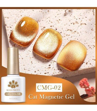 Born Pretty Jelly Amber Serisi Kedi Gözü CMG-02 Altın Sarısı Işıltılı Kalıcı Simli Oje
