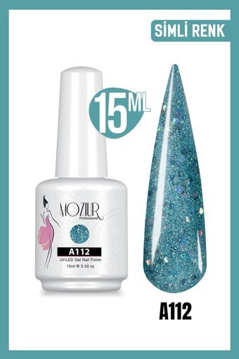 Moziur A112 Mavi Işıltılı Kalıcı Simli Oje