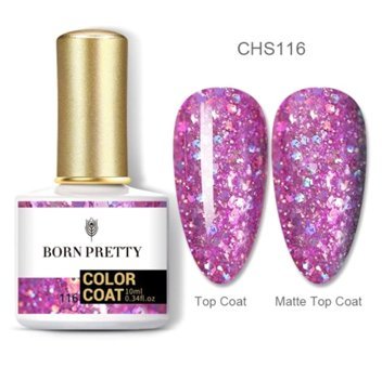 Born Pretty CHS116 Mor Işıltılı Kalıcı Simli Oje