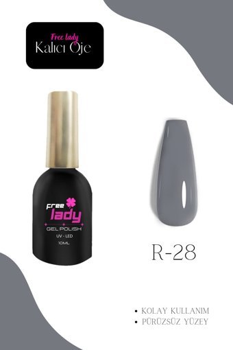 Freelady R-28 Gri Parlak Kalıcı Oje