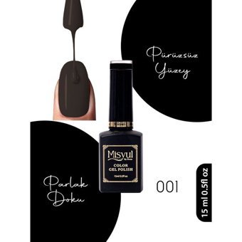 Misyul Nail Art 001 Siyah Parlak Kalıcı Oje