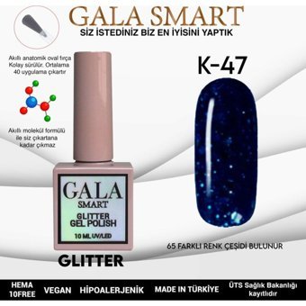 Gala Smart Glitter K47 Mavi Işıltılı Kalıcı Simli Oje