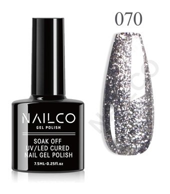 NailCo Platinum Seri NC070 Gri Işıltılı Kalıcı Simli Oje