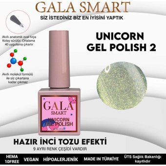 Gala Smart Unicorn U2 Yeşil Işıltılı Kalıcı Simli Oje