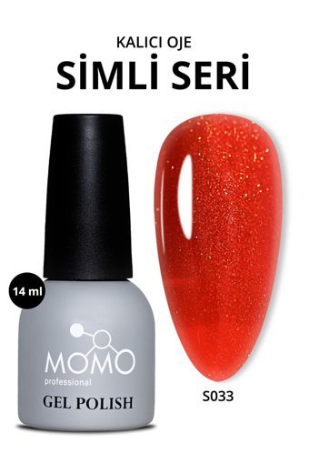 Momo S033 Kırmızı Işıltılı Kalıcı Simli Oje