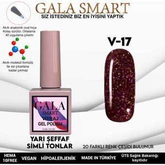 Gala Smart Vitraj V17 Mor Işıltılı Kalıcı Simli Oje