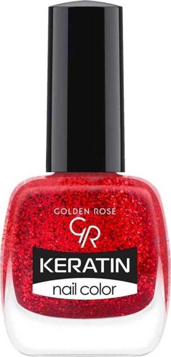 Golden Rose Keratin Nail Color 415 Kırmızı Işıltılı Simli Oje
