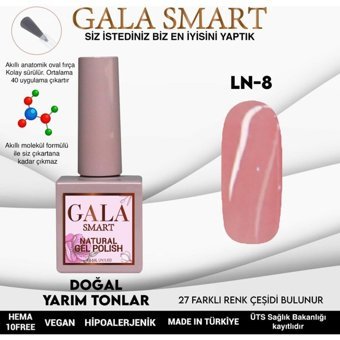 Gala Smart Natural LN8 Pembe Işıltılı Kalıcı Simli Oje