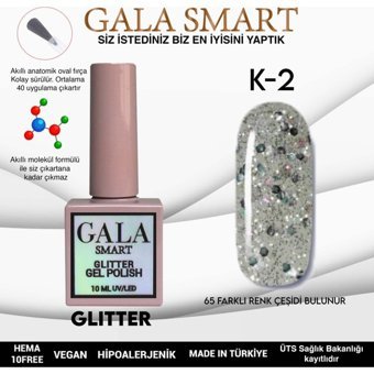 Gala Smart Glitter K2 Gri Işıltılı Kalıcı Simli Oje