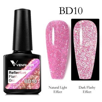 Venalisa Reflective Flash Disco BD10 Pembe Işıltılı Kalıcı Simli Jel Oje