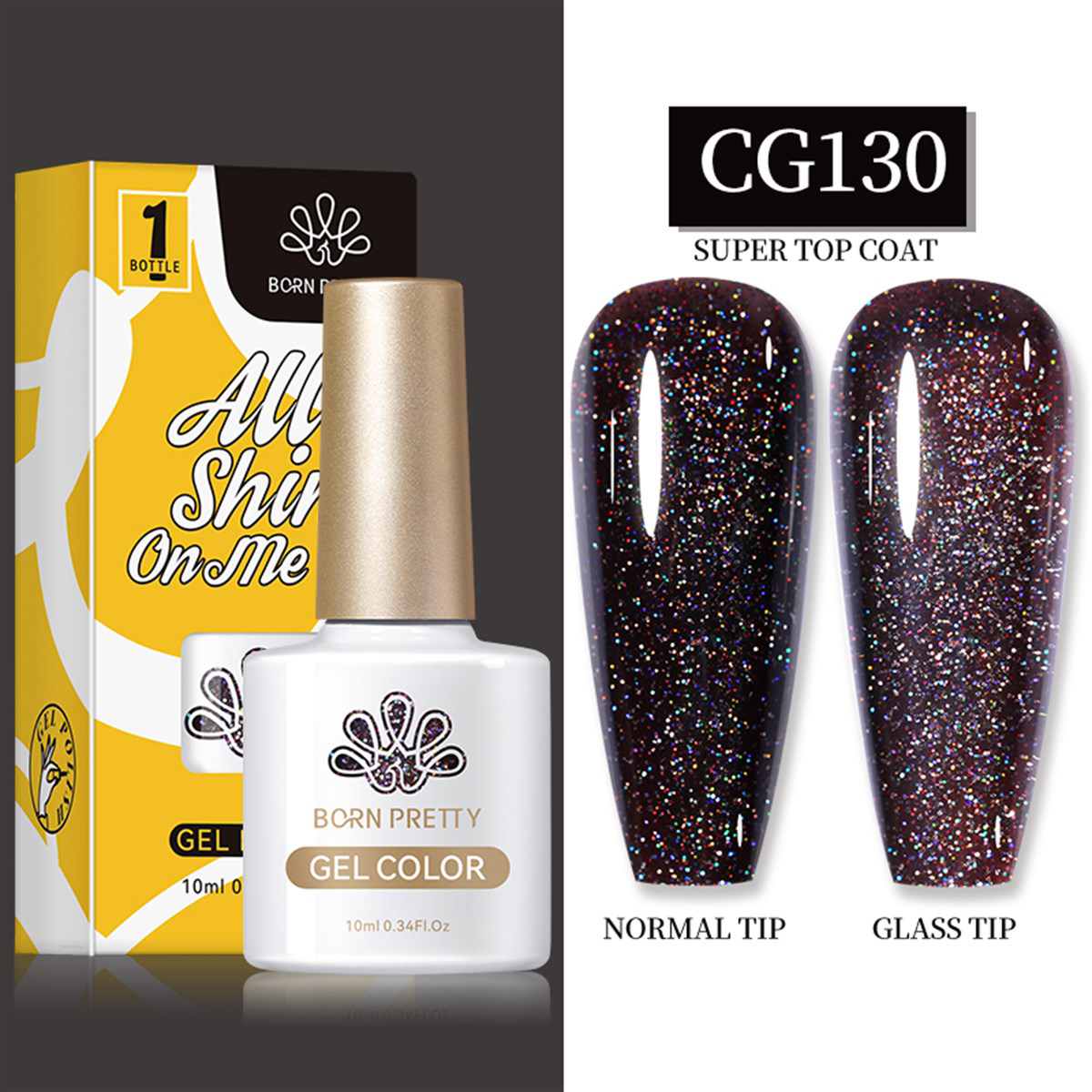 Born Pretty Silky White Serisi CG130 Siyah Işıltılı Kalıcı Simli Oje