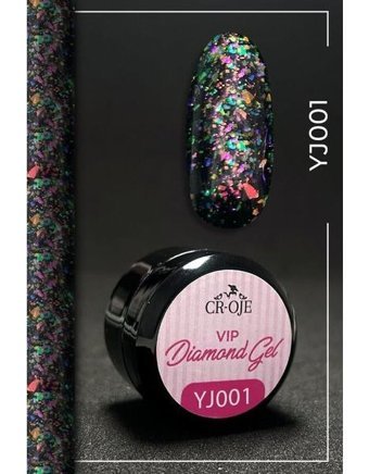 Cr-Oje Vip Diamond YJ001 Çok Renkli Işıltılı Kalıcı Simli Jel Oje