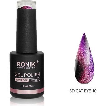 Roniki 8D Galaxy Cat Eye 10 Pembe Hologram Kalıcı Simli Oje
