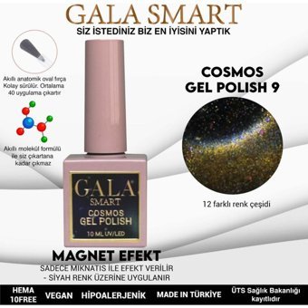 Gala Smart Cosmos Kedigözü M9 Sarı Işıltılı Kalıcı Simli Oje