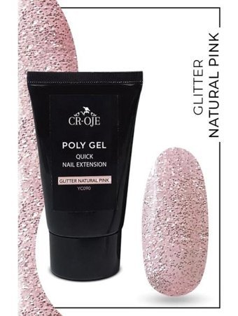 Cr-Oje Glitter Natural Pink YC090 Pembe Işıltılı Kalıcı Simli Jel Oje