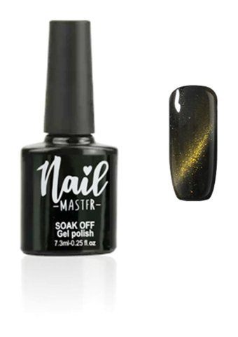 Nail Master Kedi Gözü M869 Sarı-Siyah Hologram Kalıcı Simli Oje
