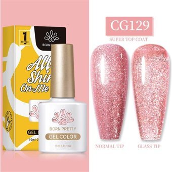 Born Pretty Silky White Serisi CG129 Pembe Işıltılı Kalıcı Simli Oje