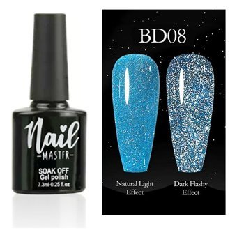 Nail Master Disco Club Serisi BD08 Mavi Işıltılı Kalıcı Simli Oje