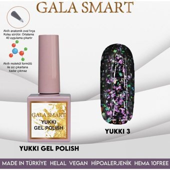 Gala Smart Yukki 3 Çok Renkli Işıltılı Kalıcı Simli Oje
