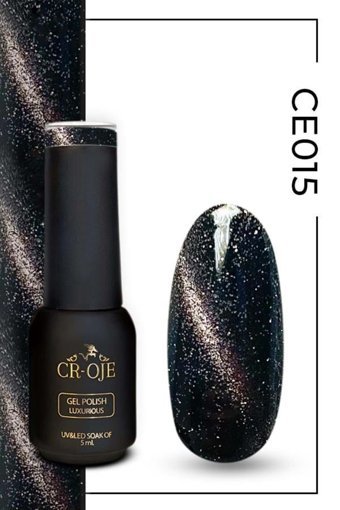 Cr-Oje Cat Eye CE015 Koyu Gri Işıltılı Kalıcı Simli Oje