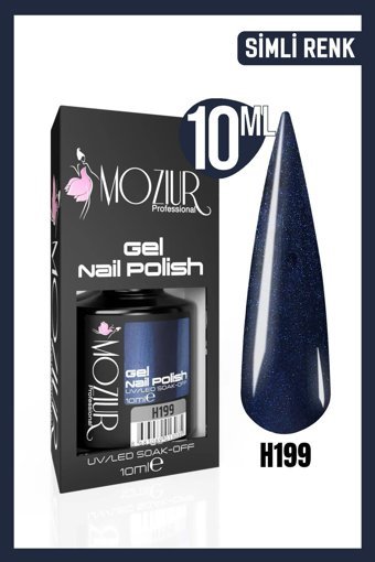 Moziur H199 Lacivert Işıltılı Kalıcı Simli Oje