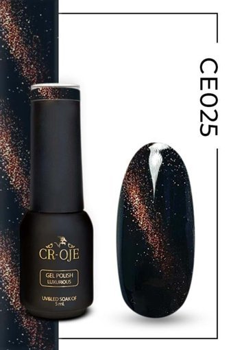 Cr-Oje Cat Eye CE025 Turuncu Işıltılı Kalıcı Simli Oje