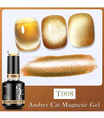 Born Pretty Cat Eye T008 Altın Sarısı Işıltılı Kalıcı Simli Oje