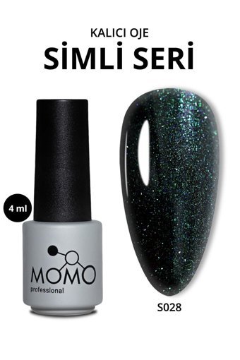 Momo S028 Yeşil Işıltılı Kalıcı Simli Oje