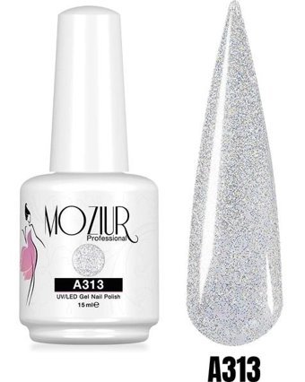 Moziur A313 Gri Işıltılı Kalıcı Simli Oje