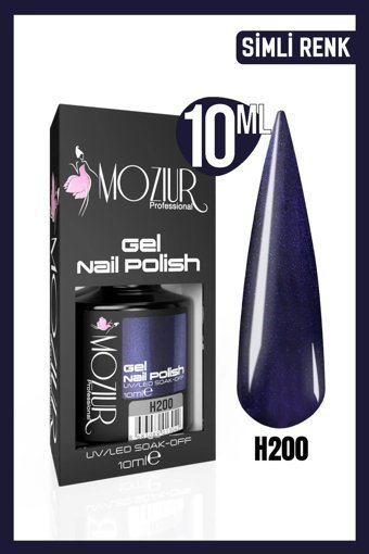 Moziur H200 Lacivert Işıltılı Kalıcı Simli Oje