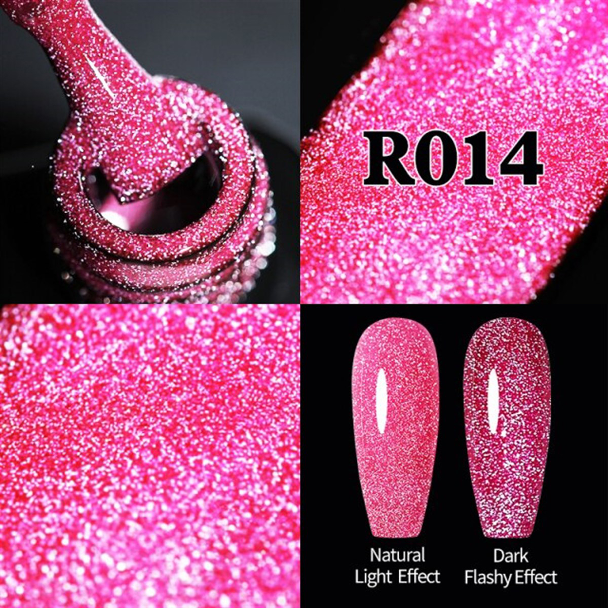 Ursugar Fluorescent R014 Pembe Işıltılı Kalıcı Simli Oje