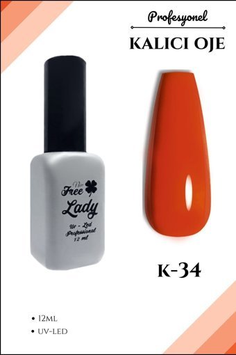 Freelady K-34 Kırmızı - Turuncu Parlak Kalıcı Oje