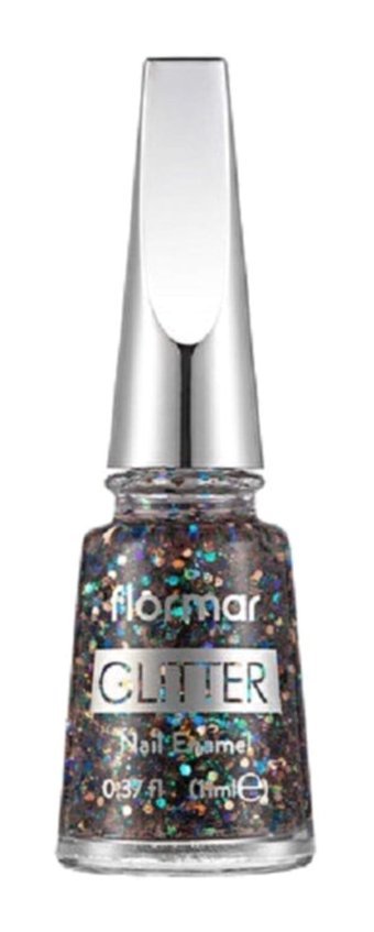 Flormar Glitter Nail Enamel GL41 Gri Işıltılı Simli Oje