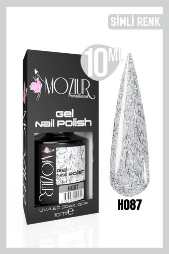 Moziur H087 Gri Işıltılı Kalıcı Simli Oje