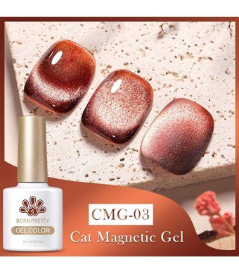 Born Pretty Jelly Amber Serisi Kedi Gözü CMG-03 Turuncu Işıltılı Kalıcı Simli Oje