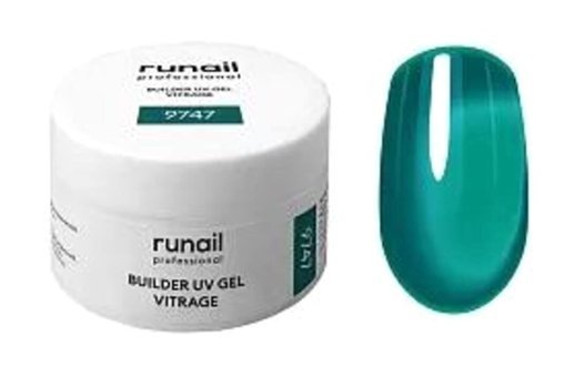Runail Vitrage Builder Uv 9747 Yeşil Parlak Kalıcı Simli Jel Oje