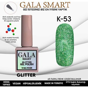 Gala Smart Glitter K53 Yeşil Işıltılı Kalıcı Simli Oje